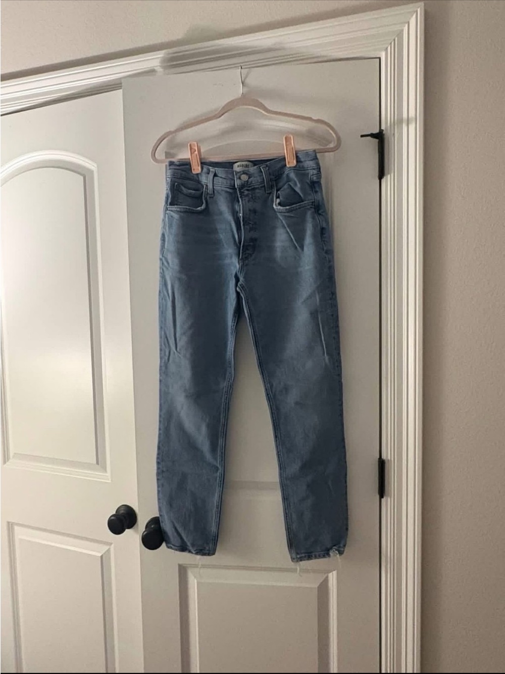 Agolde Light Blue High-Rise Straight Jeans